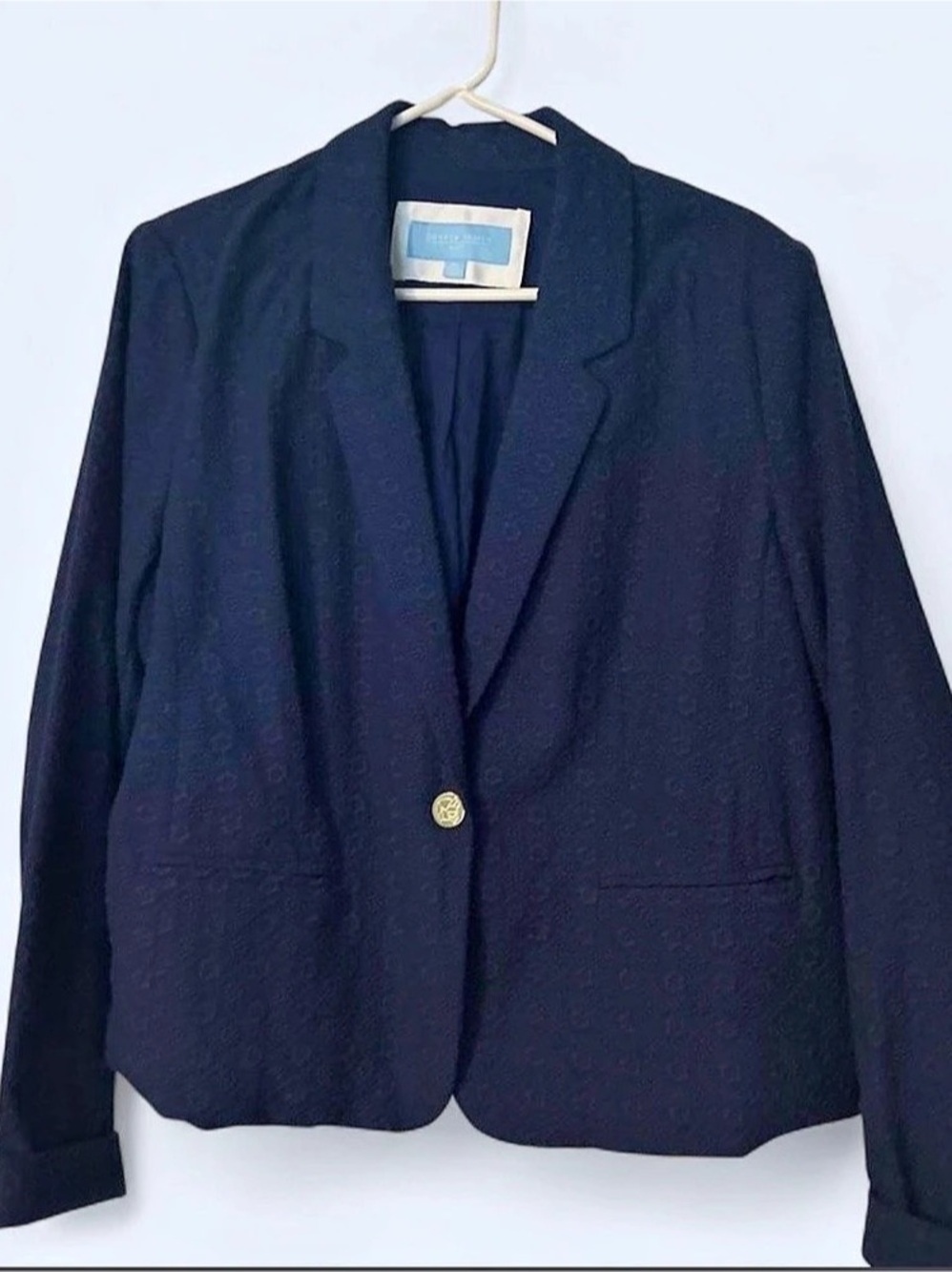 Draper James Eyelet Blazer Cotton Blazer in Blue Size XL NWT